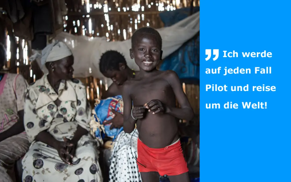 Gatchang will Pilot werden und um die Welt reisen | © UNICEF/Everett Suedsudan: Gatchang hat seine ganze Kindheit in einem Lager verbracht