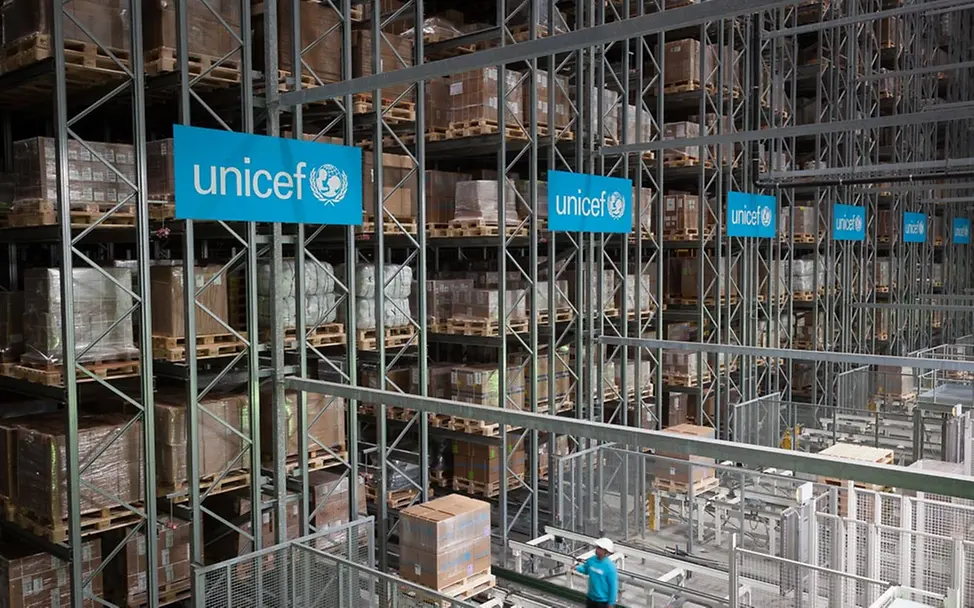 Kopenhagen: UNICEF-Logistikzentrum mit Hilfsgütern