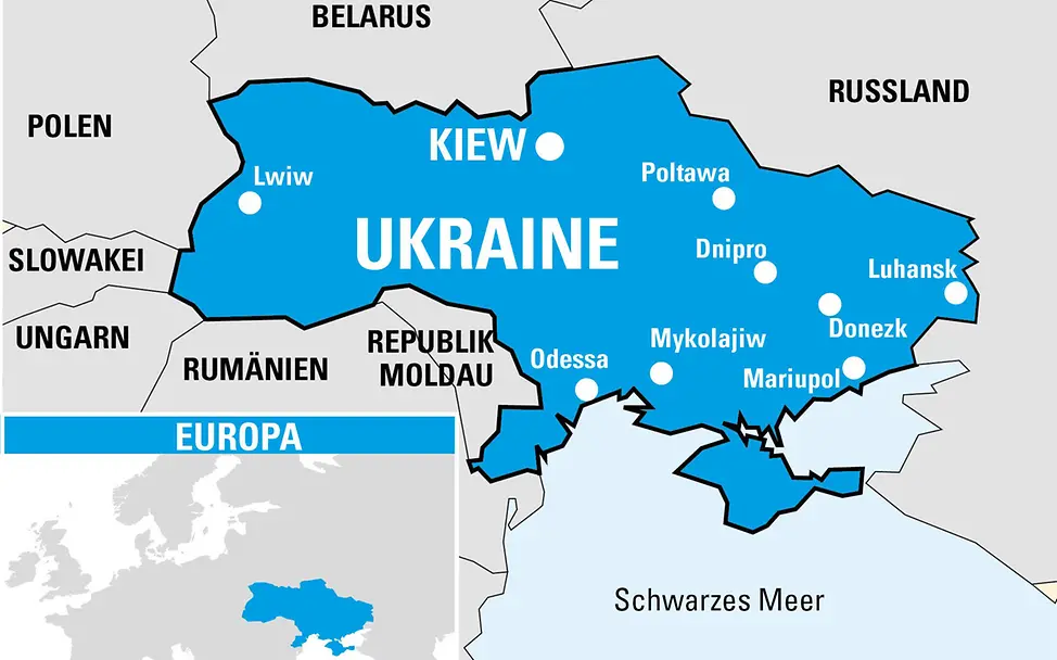 Ukraine Kinder: Karte Ukraine und Nachbarländer