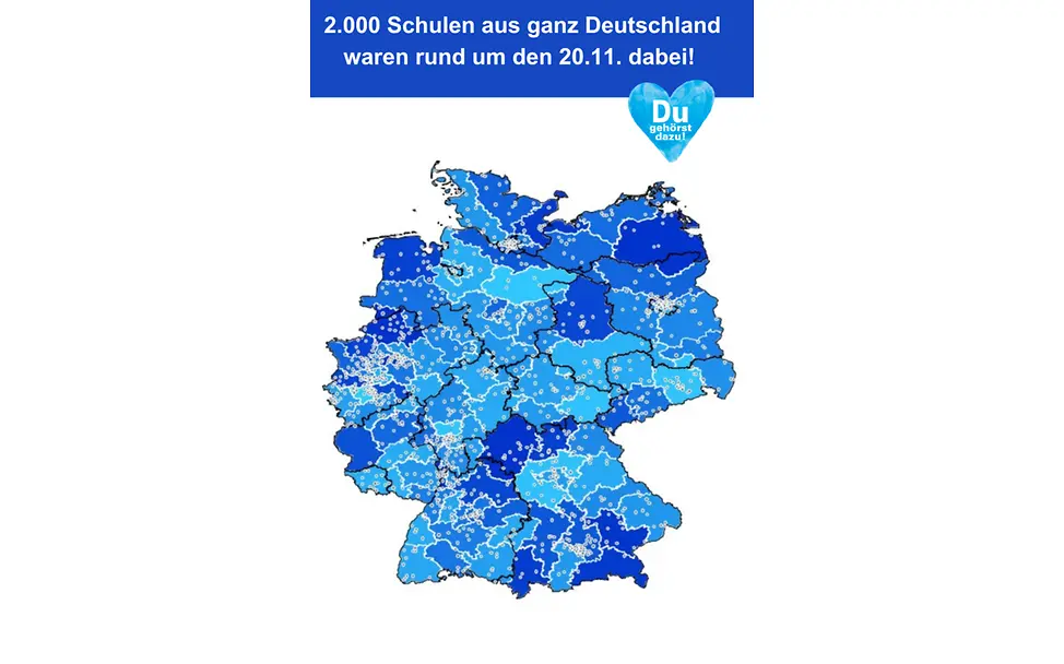 Über 2000 Schulen Deutschlandweit haben teilgenommen, dargestellt auf einer Grafik