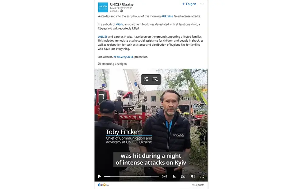 Ukraine News: Post von UNICEF Ukraine